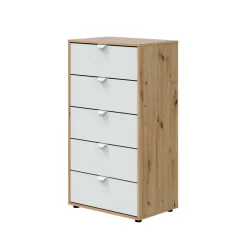 Cassettiera 5 cassetti legno bianca 60x109h cm - Praha