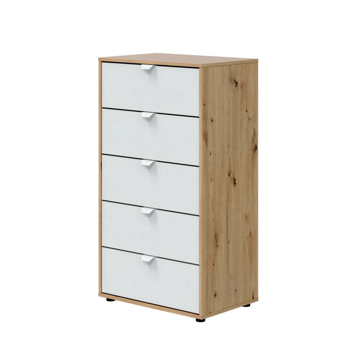 Cassettiera 5 cassetti legno bianca 60x109h cm - Praha