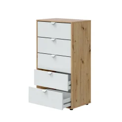 Cassettiera 5 cassetti legno bianca 60x109h cm - Praha
