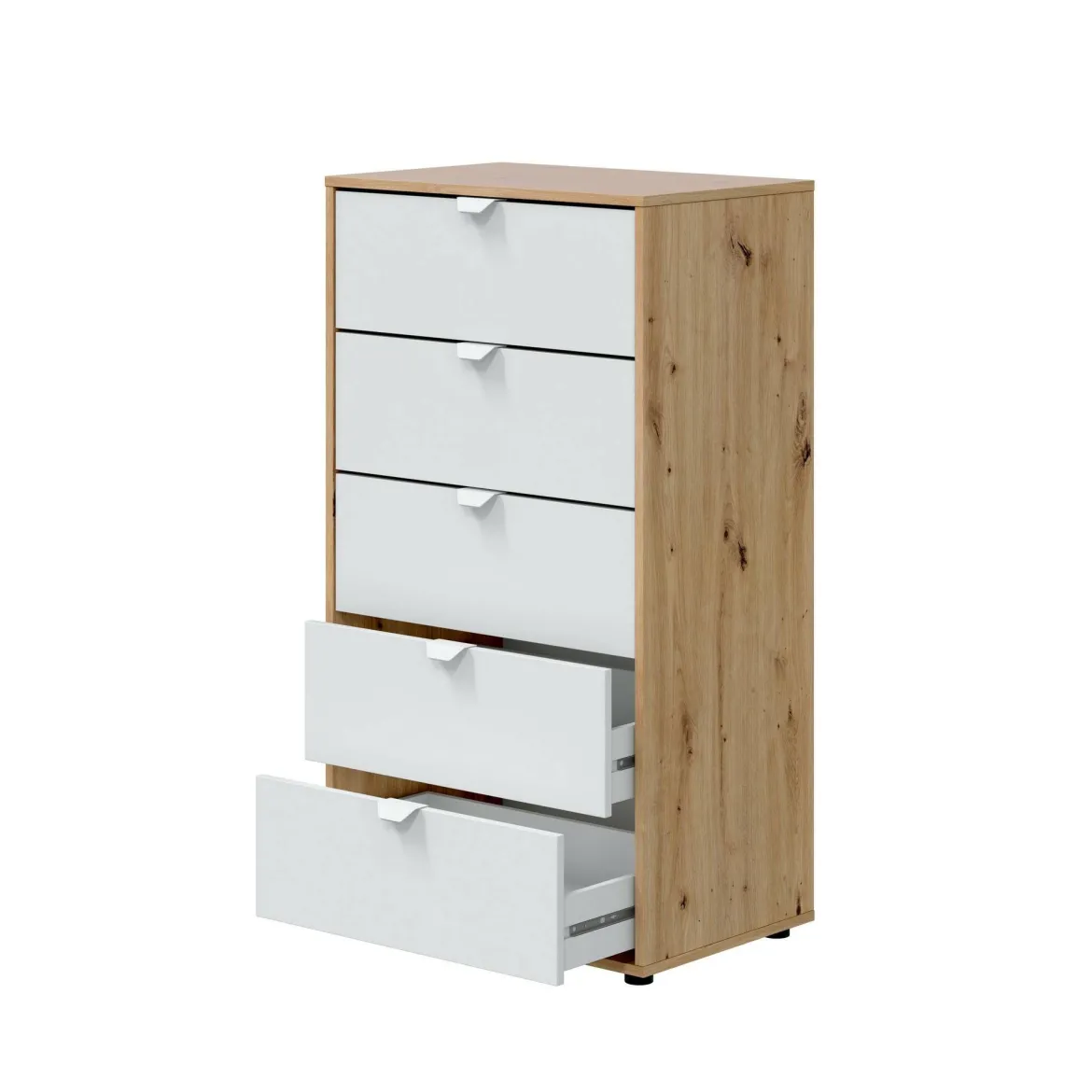 Cassettiera 5 cassetti legno bianca 60x109h cm - Praha