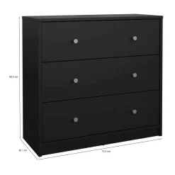 Cassettiera 3 cassetti nera 77x68h cm - Kajiki
