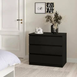 Cassettiera 3 cassetti nera 77x70h cm - Artic