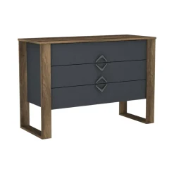 Cassettiera 3 cassetti noce e antracite 110x76h cm - Jova