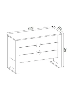 Cassettiera 3 cassetti noce e antracite 110x76h cm - Jova