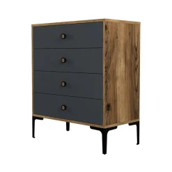 Cassettiera 5 cassetti noce e antracite 76x90h cm - Molly