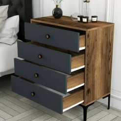 Cassettiera 5 cassetti noce e antracite 76x90h cm - Molly