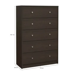 Cassettiera 5 cassetti noce 72x108h cm - Contessa