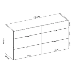 Cassettiera con maniglie bianca 120x62h cm - Avana