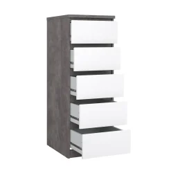Cassettiera con maniglie cemento e bianca lucida 50x111h cm - Achaldi