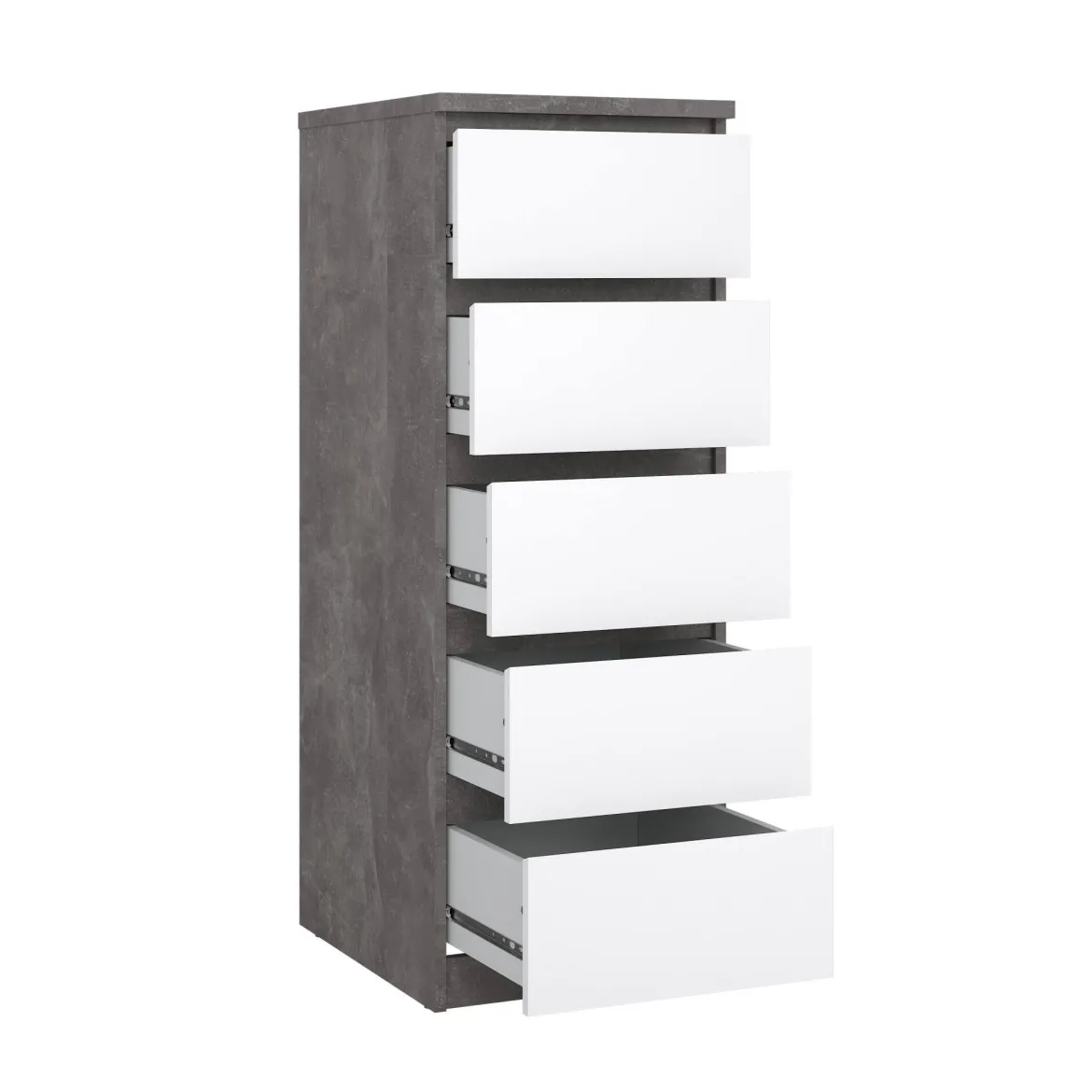 Cassettiera con maniglie cemento e bianca lucida 50x111h cm - Achaldi