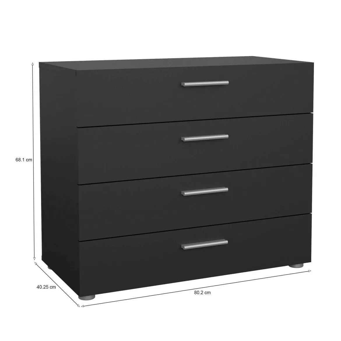 Cassettiera con maniglie nera 80x68h cm - Arwen