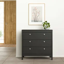 Cassettiera con maniglie nera 82x98h cm - Nicholas