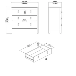 Cassettiera con maniglie nera 82x98h cm - Nicholas