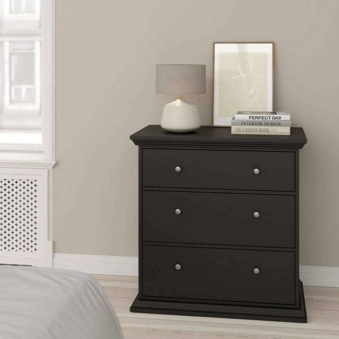 Cassettiera con maniglie nera 98x76h cm - Theodule