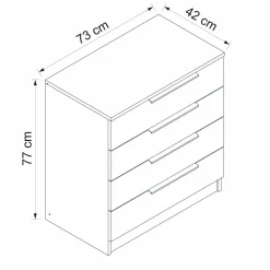 Cassettiera con maniglie noce 73x77h cm - elysee