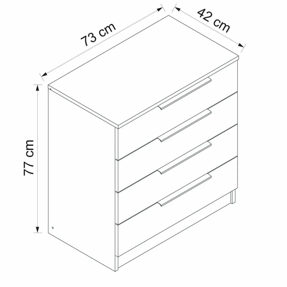 Cassettiera con maniglie noce 73x77h cm - elysee