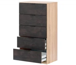 Cassettiera con maniglie rovere e bianca 48x60h cm - Agazzino