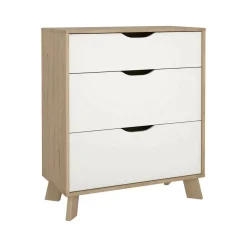 Cassettiera con maniglie rovere e bianca 78x92h cm - Alamid