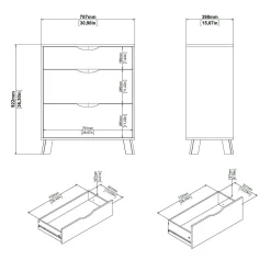 Cassettiera con maniglie rovere e bianca 78x92h cm - Alamid