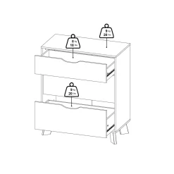 Cassettiera con maniglie rovere e bianca 78x92h cm - Alamid