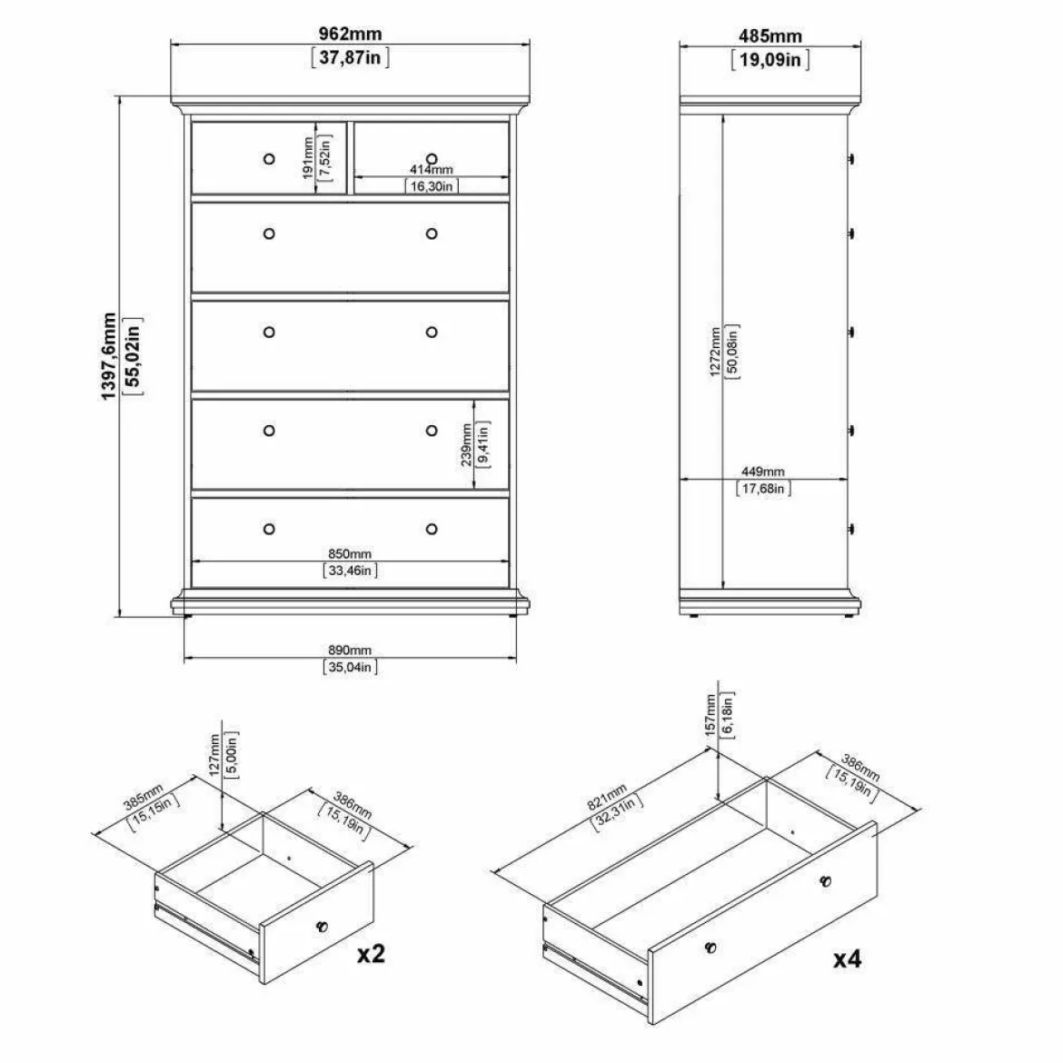 Cassettiera grande grigia 96x139h cm - Gaetana