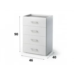 Cassettiera in legno bianca e cemento 50x87h cm - Avim