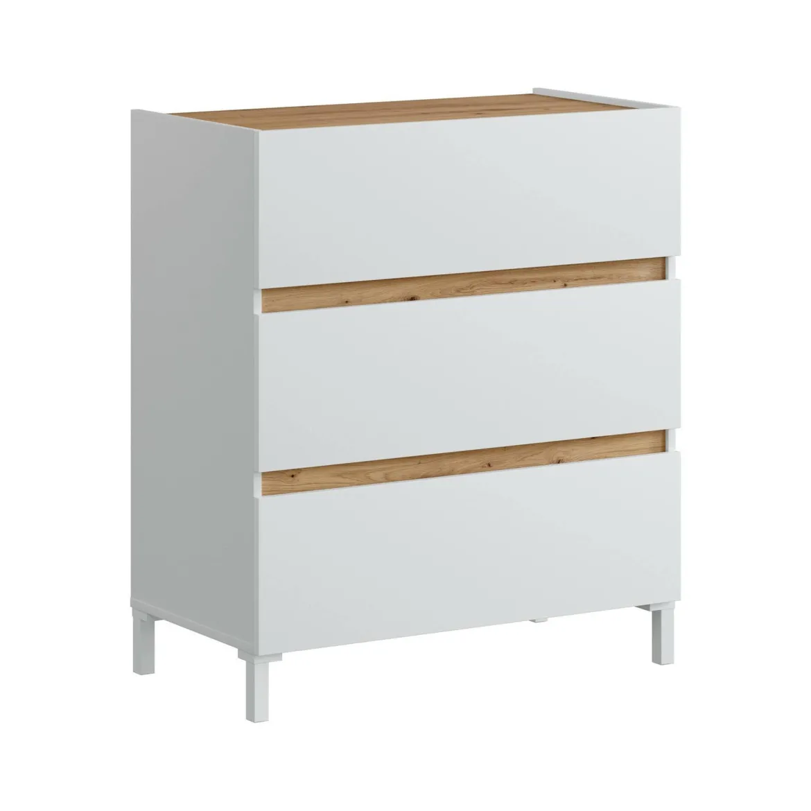 Cassettiera in legno bianca e rovere nodi 79x90h cm - Teddy