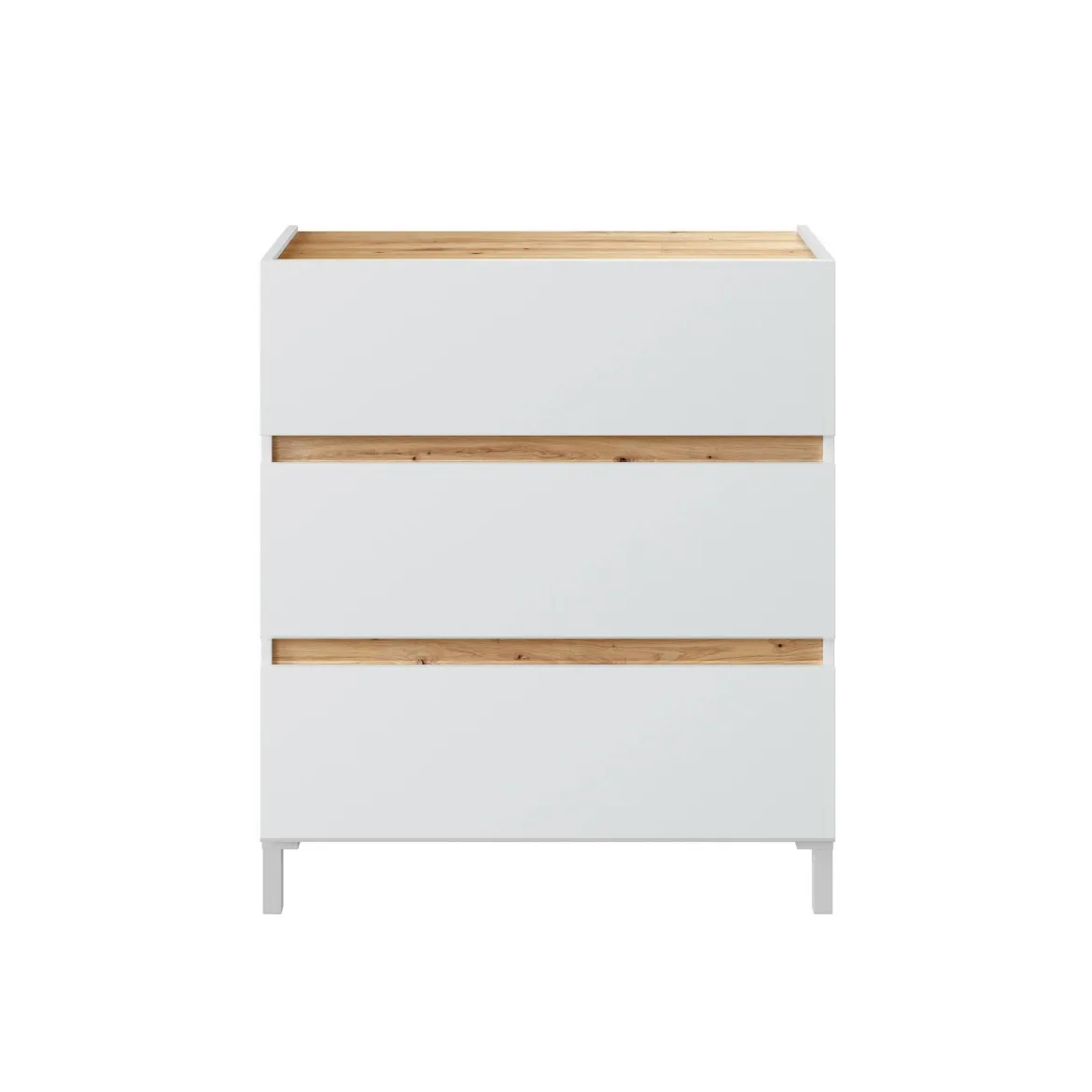 Cassettiera in legno bianca e rovere nodi 79x90h cm - Teddy