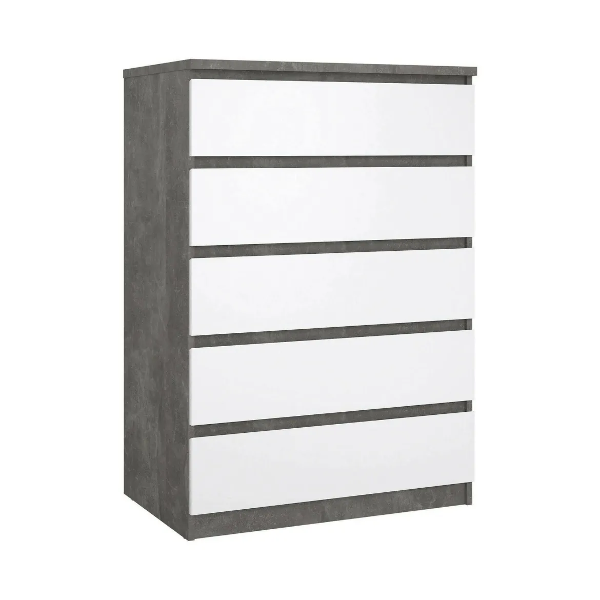 Cassettiera in legno cemento e bianca lucida 77x111h cm - Ansel