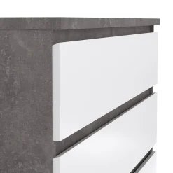 Cassettiera in legno cemento e bianca lucida 77x111h cm - Ansel