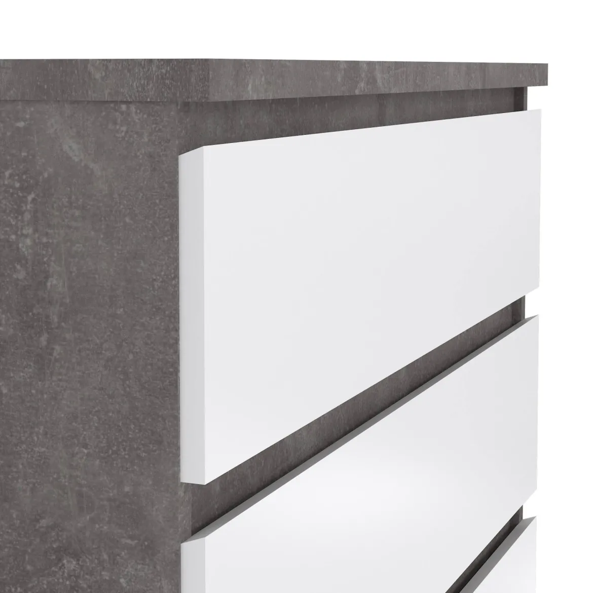Cassettiera in legno cemento e bianca lucida 77x111h cm - Ansel