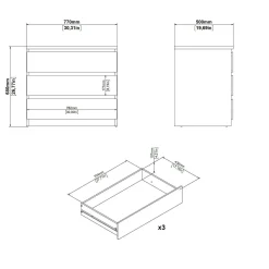 Cassettiera in legno quercia 77x68h cm - Kajiki