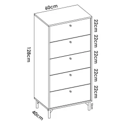 Cassettiera in legno rovere e antracite 60x127h cm - Armerina