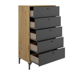 Cassettiera in legno rovere e antracite 60x127h cm - Armerina