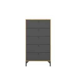 Cassettiera in legno rovere e antracite 60x127h cm - Armerina