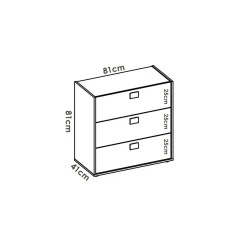 Cassettiera in legno rovere e bianca 80x81h cm - Alibaba