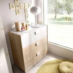 Cassettiera in legno rovere e bianca 80x81h cm - Alibaba