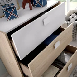 Cassettiera in legno rovere e bianca 80x81h cm - Alibaba
