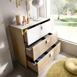 Cassettiera in legno rovere e bianca 80x81h cm - Alibaba