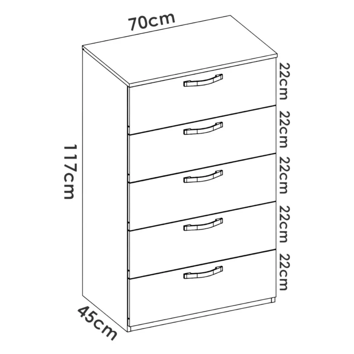 Cassettiera in legno rovere 70x117h cm - Abab