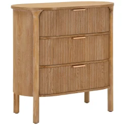Cassettiera Marrone Ciliegio oro 3 Cassetti Effetto Invecchiato 81x47x82h cm, Apertura Scorrevole - Fama