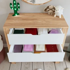 Cassettiera Marrone Rovere Bianco 4 Cassetti Apertura Scorrevole 90x42x85h cm, Chiusura Scorrevole - Pastena