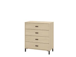 Cassettiera Marrone Rovere 4 Cassetti Apertura Scorrevole 80x40x90h cm, Chiusura Scorrevole - Rosasco
