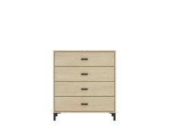 Cassettiera Marrone Rovere 4 Cassetti Apertura Scorrevole 80x40x90h cm, Chiusura Scorrevole - Rosasco