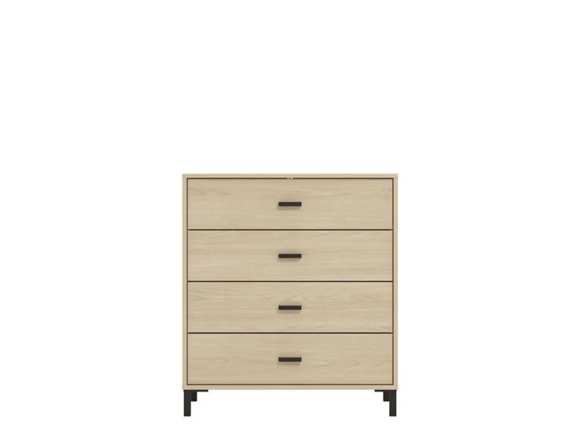 Cassettiera Marrone Rovere 4 Cassetti Apertura Scorrevole 80x40x90h cm, Chiusura Scorrevole - Rosasco