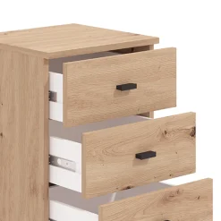 Cassettiera Marrone Rovere Nodi 3 Cassetti con Ruote 39x35x56h cm, Apertura Scorrevole - Kaza