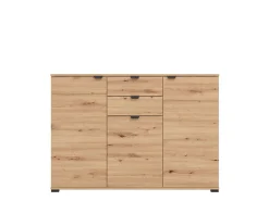 Cassettiera Marrone Rovere Nodi Nero 2 Cassetti Apertura Battente, Scorrevole 135x40x95h cm, Chiusura Battente, Scorrevole - Mainarda
