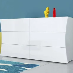 Cassettiera moderna bianca lucida 155x82h cm - Albelaziz