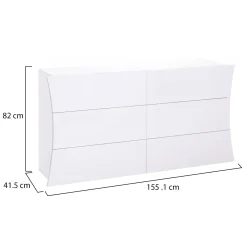 Cassettiera moderna bianca lucida 155x82h cm - Albelaziz