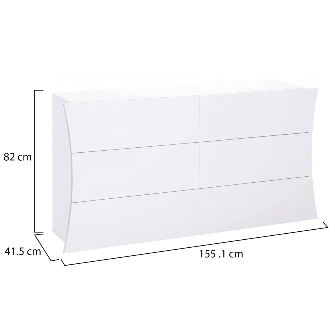 Cassettiera moderna bianca lucida 155x82h cm - Albelaziz